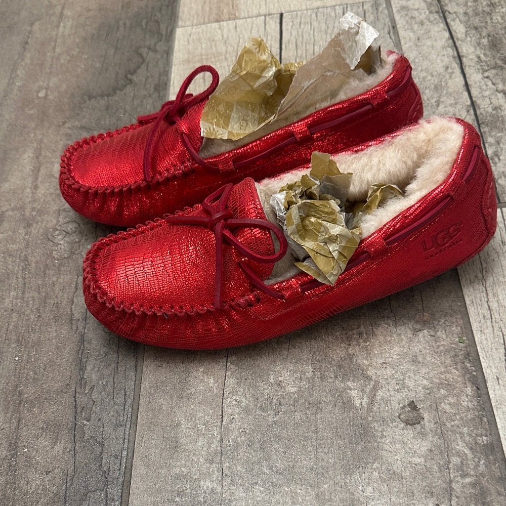 UGG Kids Shiny Red Slippers